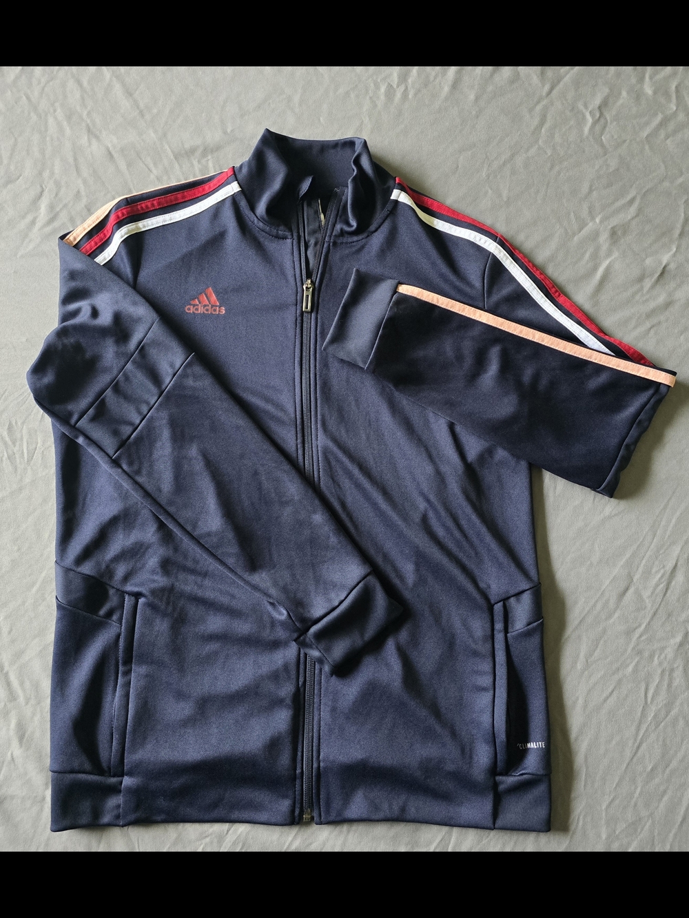 Adidas Women's Navy Track Jacket with Red & White Stripe